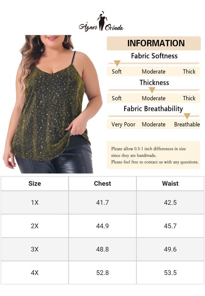 Sequin Sparkle Glitter Cami Sleeveless Gradient Top, Gold / Gold, alternate image number null