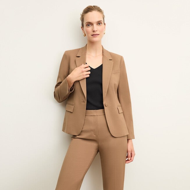 Yasmine Blazer - Wool Twill, Camel / Brown, hi-res image number 0