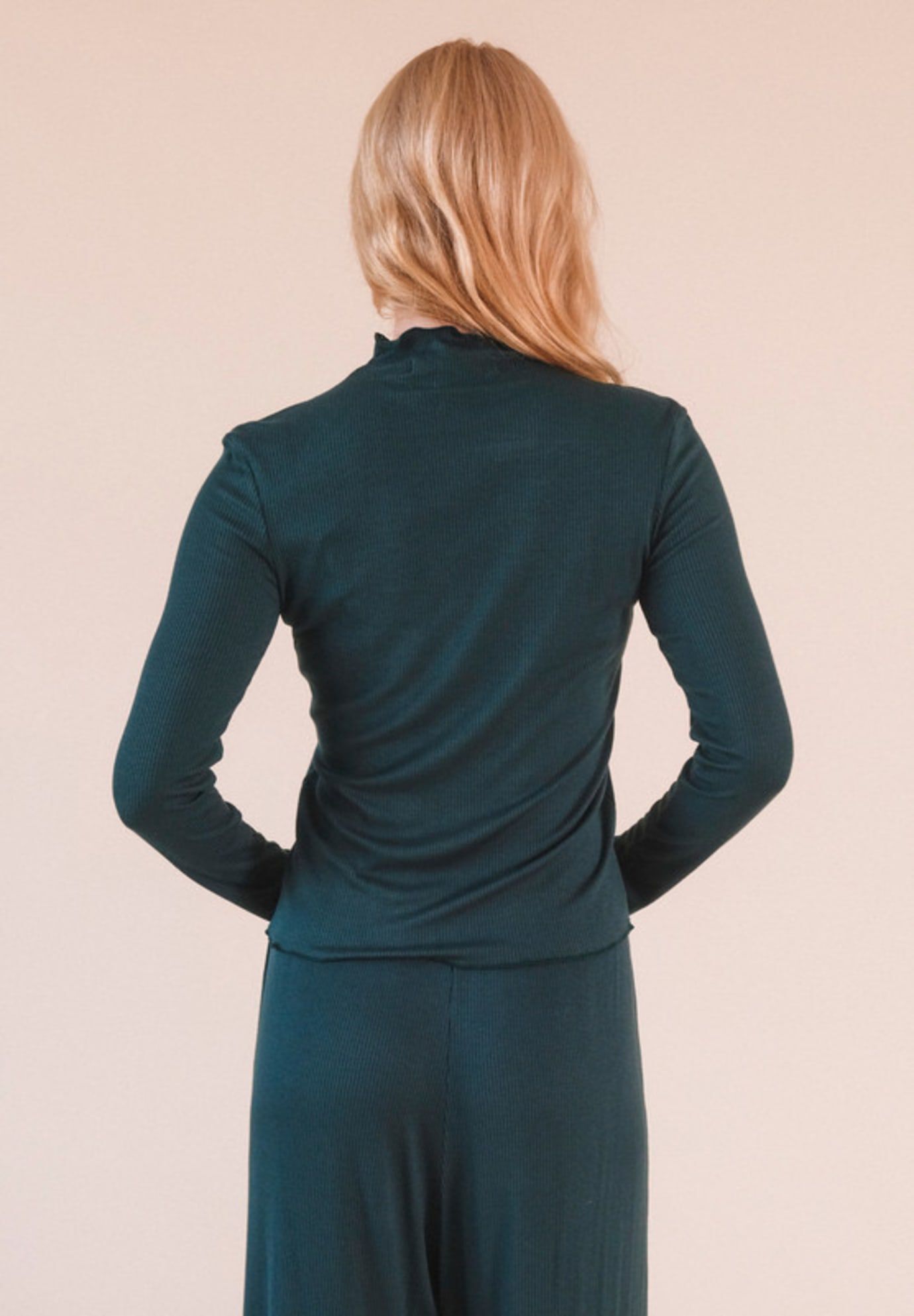 Norma Modal Ribbed Turtleneck, Pine / Hunter Green, alternate image number 1