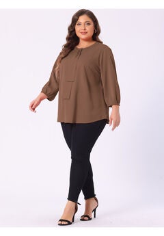 Work Round Neck Ruffle Chiffon Blouse Top
