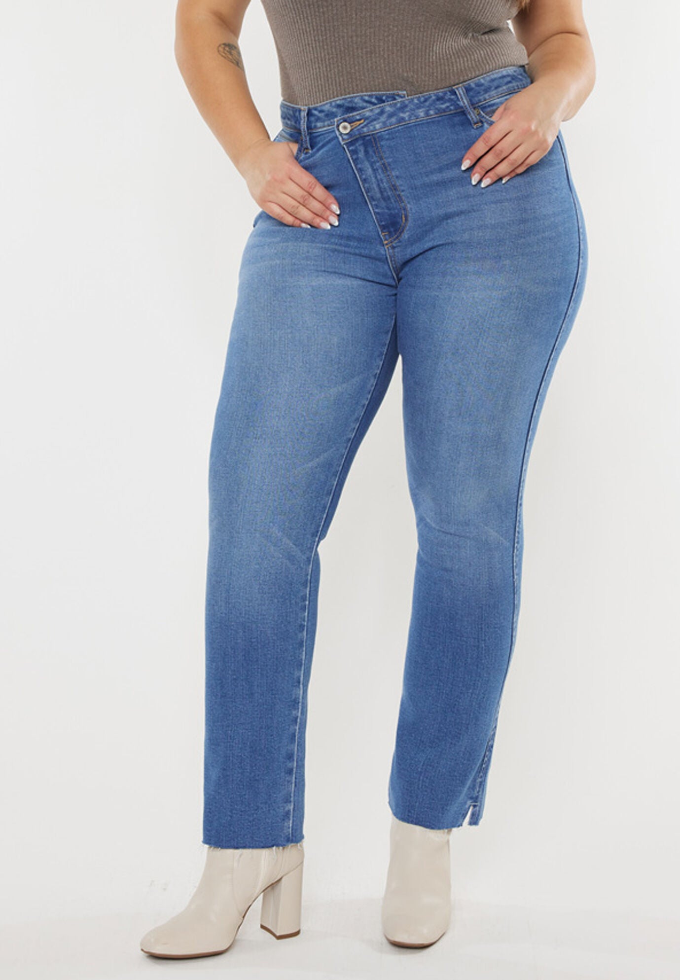 Lory High Rise Slim Straight (Plus Size), Medium Wash / Medium Wash, alternate image number 1