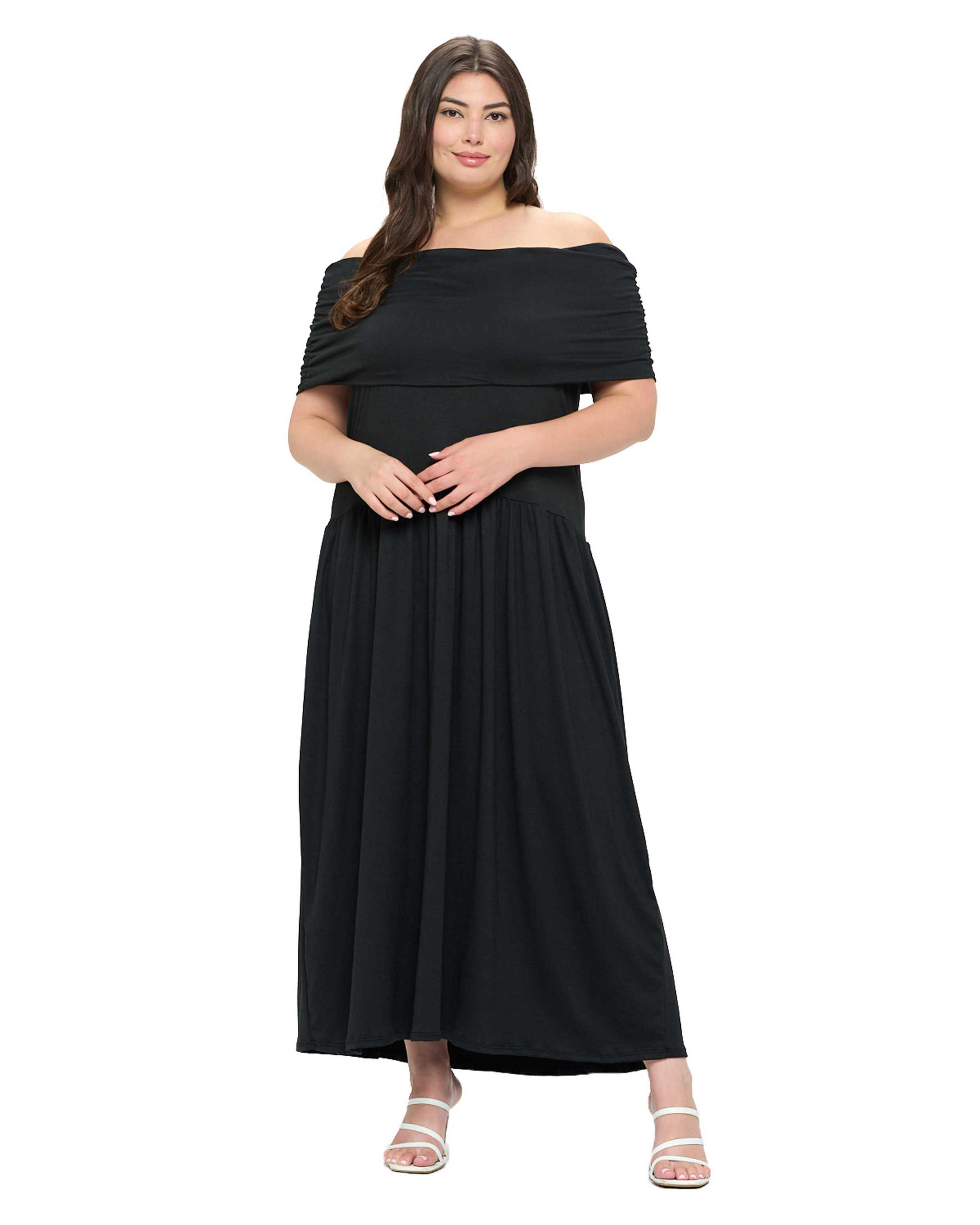 HAYEK OFF SHOULDER MAXI DRESS, Black / Black, hi-res image number 0