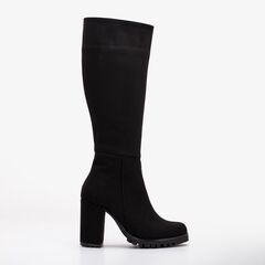 ALIZE - BLACK SUEDE WIDE CALF PLATFORM BOOTS