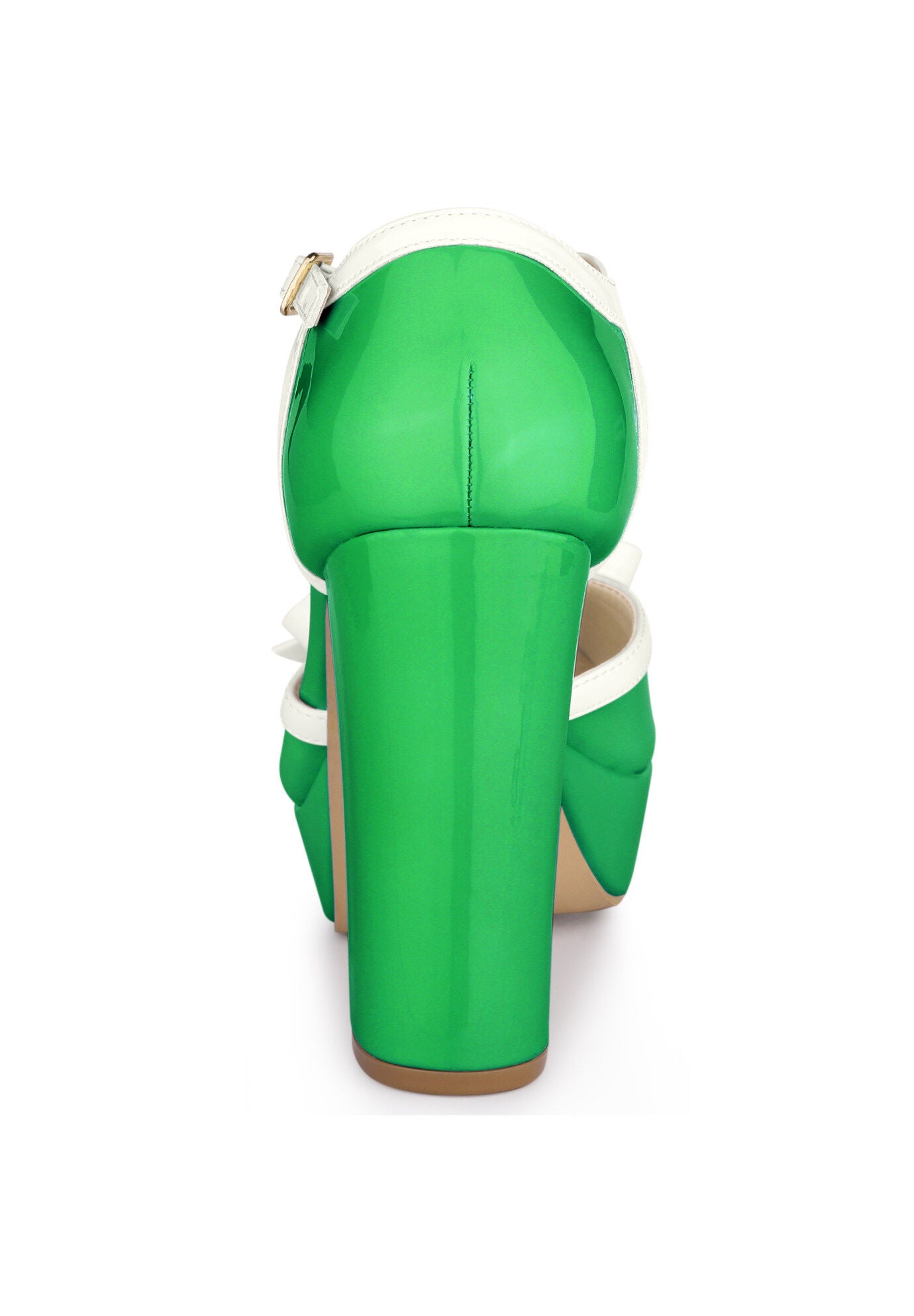 Platform Bow T Strap Chunky Heels Pumps, Lime Green / Light Green, alternate image number 2