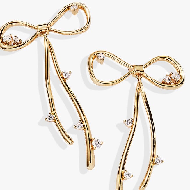 Coquette Bow Earrings, Gold / Gold, alternate image number 1