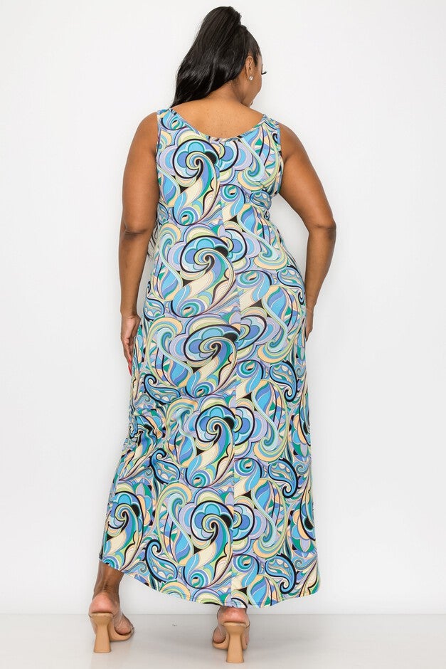 ARIES SLEEVELESS MAXI DRESS, BlueBlack / Azure Blue, alternate image number null
