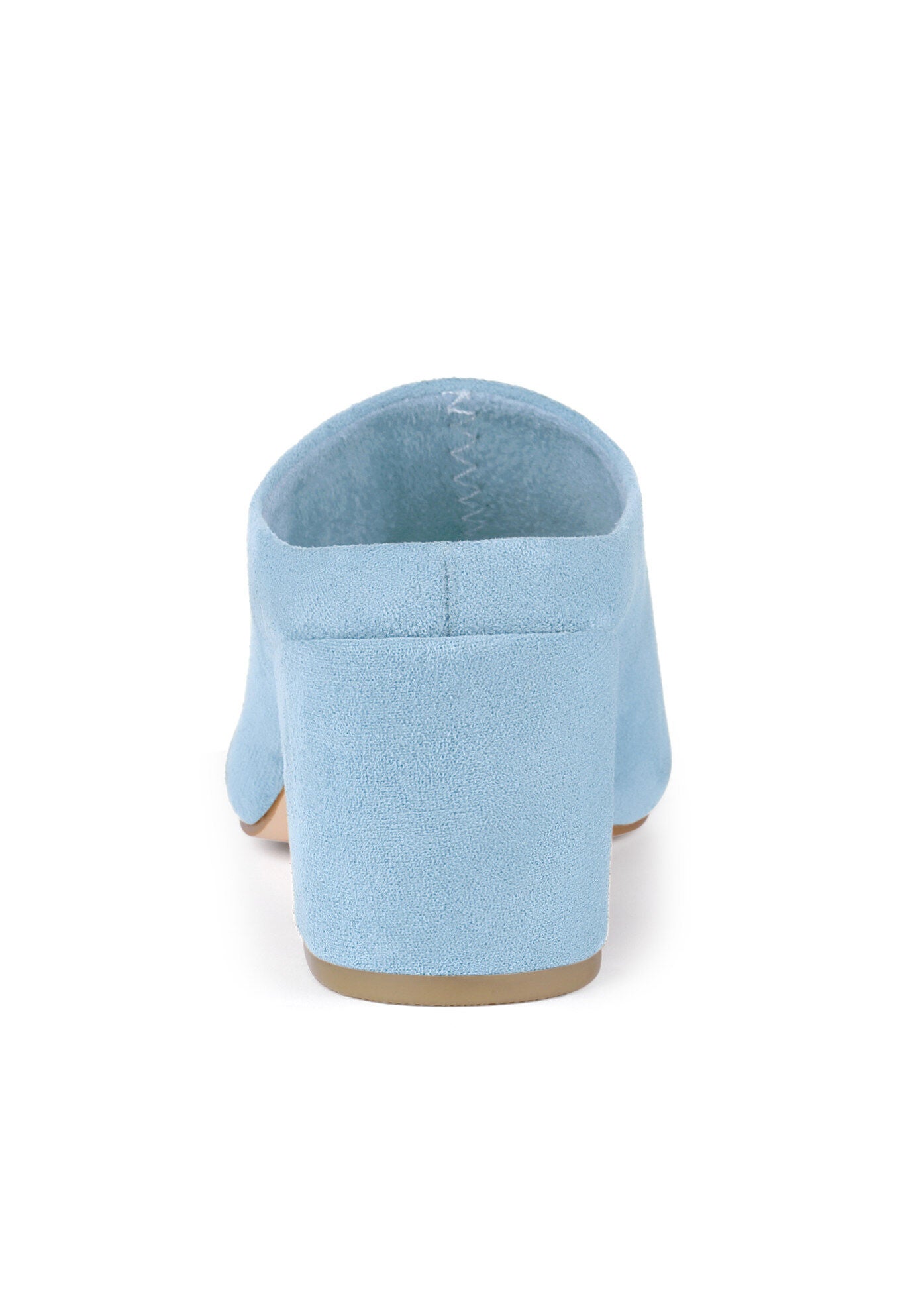 Pointed Toe Slip On Block Heel Slide Mules, Sky Blue / Light Blue, alternate image number 1