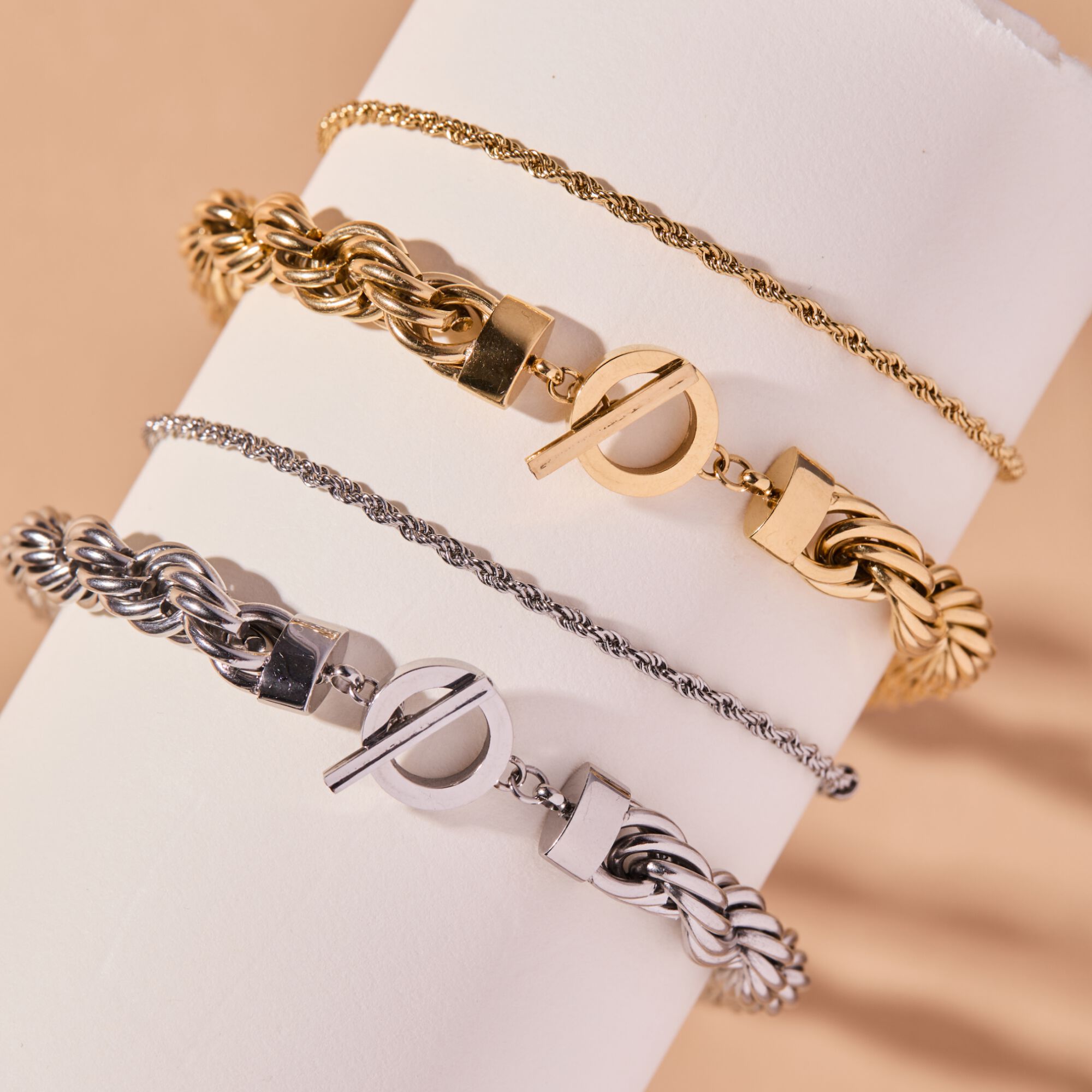 Large Rope Chain Toggle Bracelet, Silver / Silver, alternate image number 3