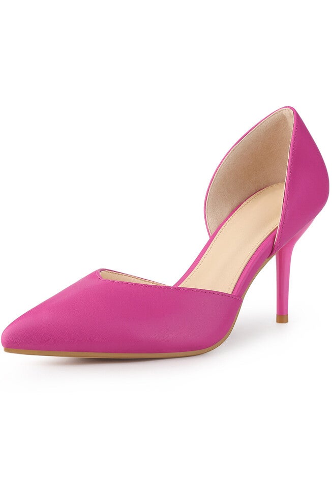 Pointed Toe Slip on Stiletto High Heel Dress Pump, Hot Pink / Pink, hi-res image number 0