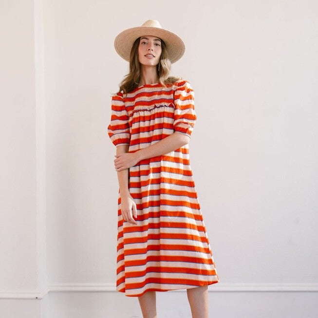 Hidalgo Stripe Nomad Dress, OrangeCream / Orange, hi-res image number 0
