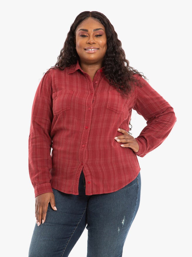 Janice Work Shirt, BURGUNDY / Burgundy, alternate image number null