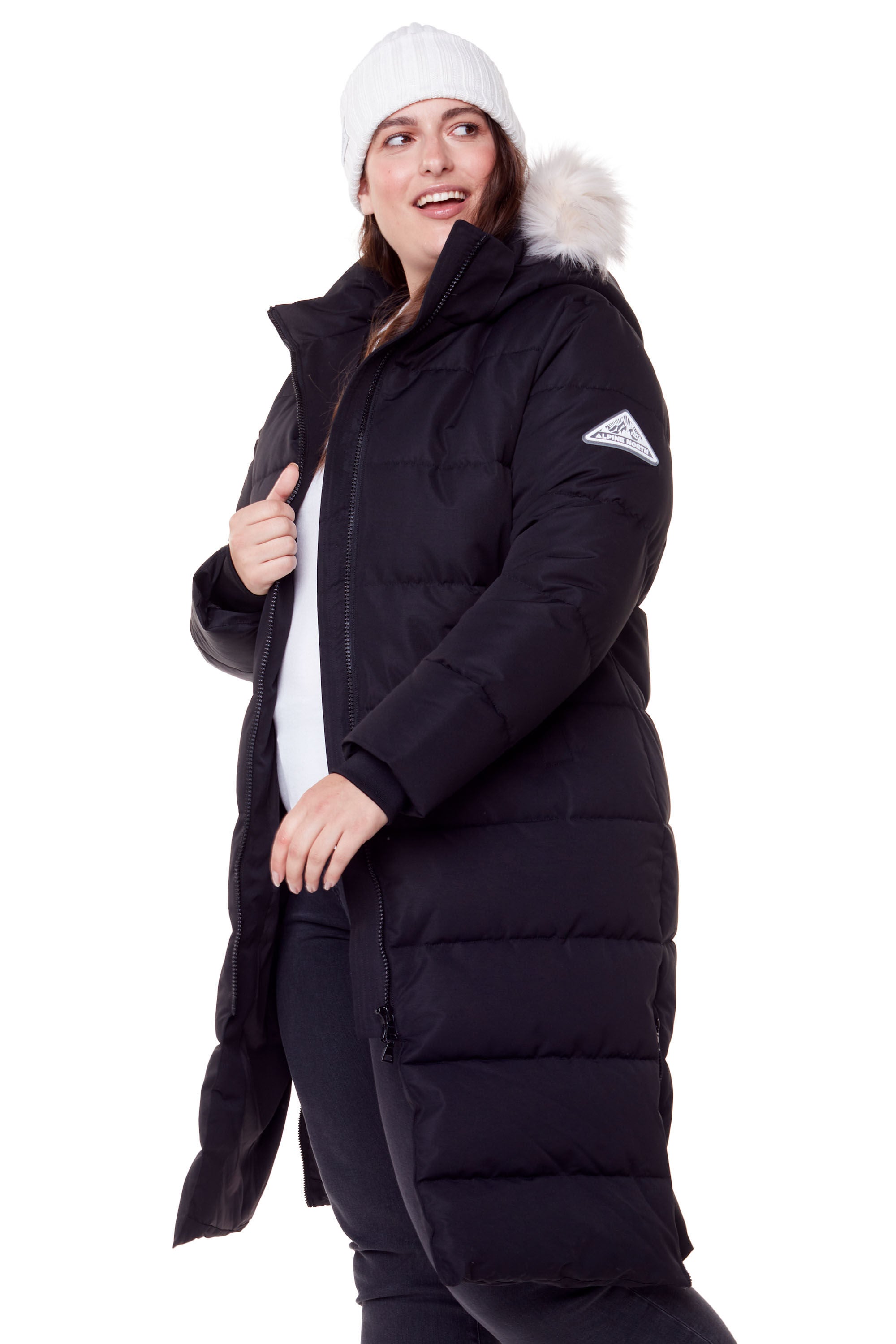 Women&#39;s Plus Size - KLUANE | Vegan Down Recycled Ultra Long Winter Parka, Water Repellent, Black / Black, alternate image number 1