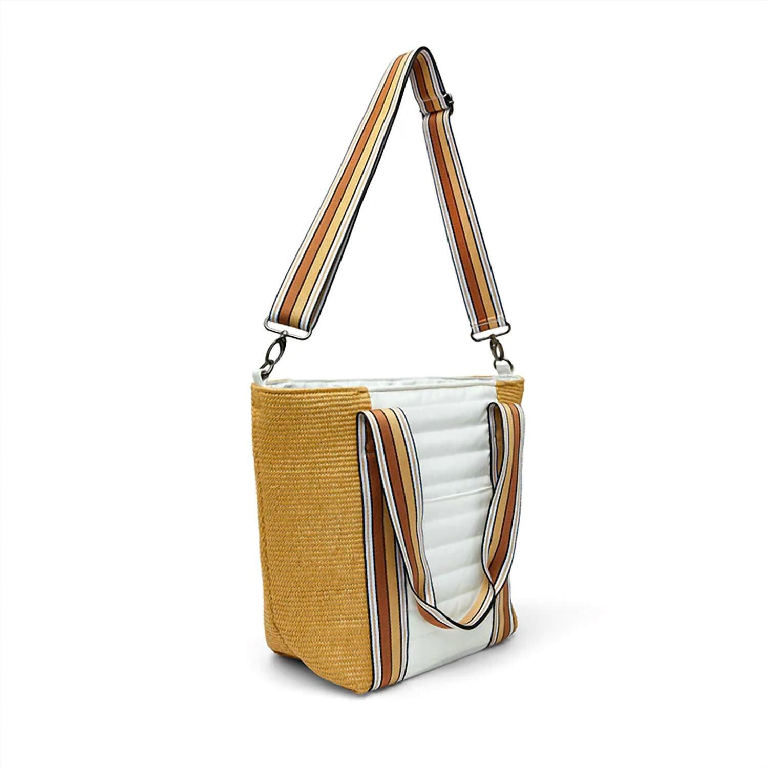 Sunset Tote, Dune Raffia  White Patent / Yellow, alternate image number 4