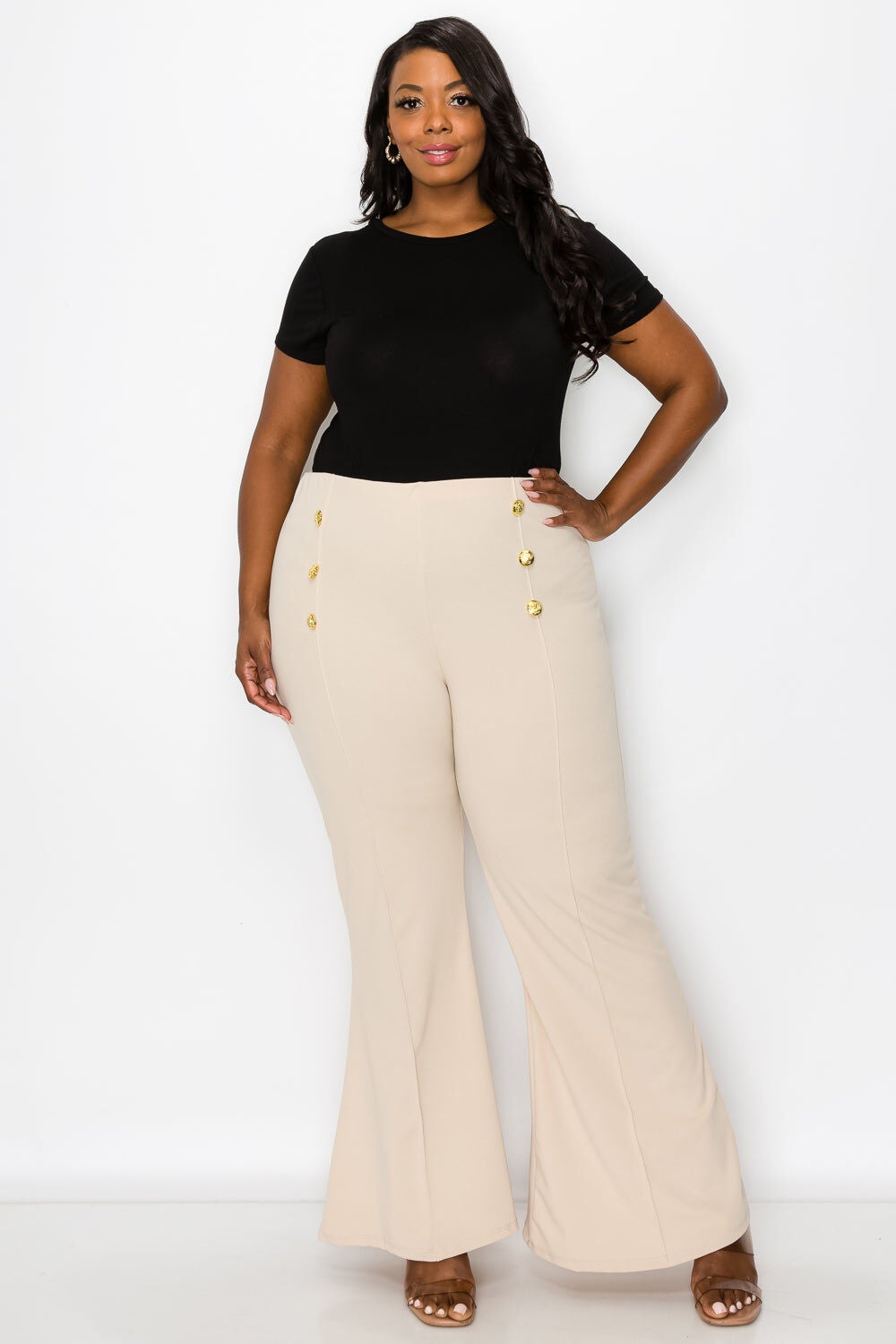 RUTH HIGH WAISTED FLARE PANTS, Taupe / Taupe, hi-res image number 0