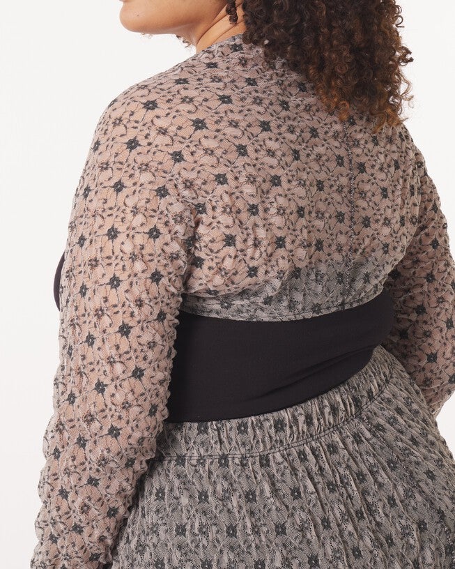 India Shrug in Lace Mesh, Lace Mesh / Black, alternate image number 4