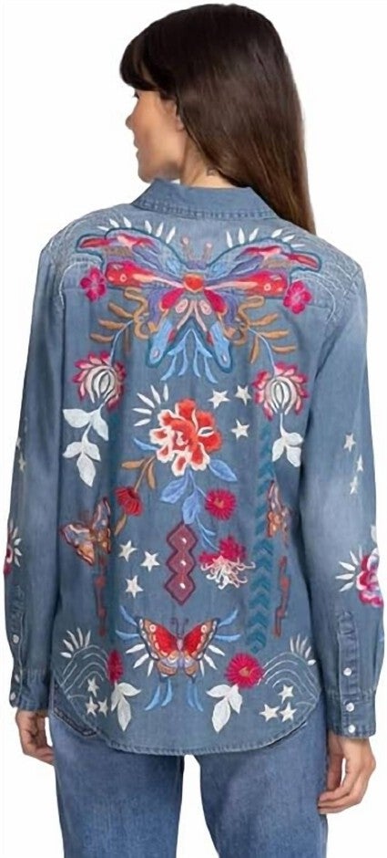 MIKA DENIM POCKET SHIRT IN DENIM BLUE, , alternate image number null