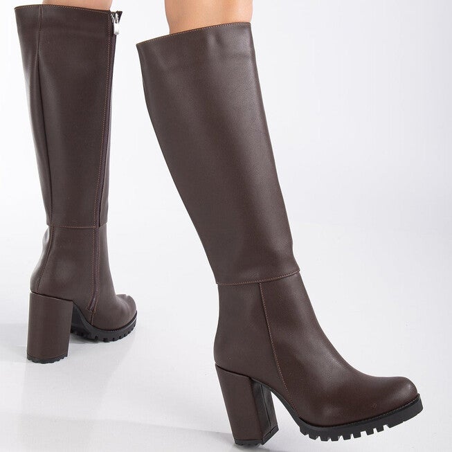 ALIZE - BROWN WIDE CALF PLATFORM BOOTS, DARKBROWN / Brown, alternate image number null