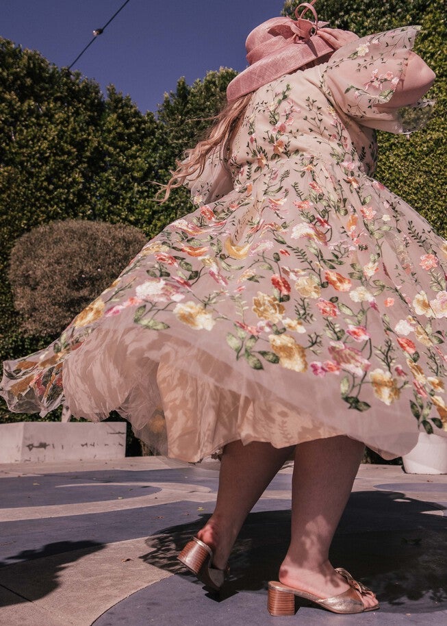 Blushing Flora Dress, Cream Floral / Cream, alternate image number null