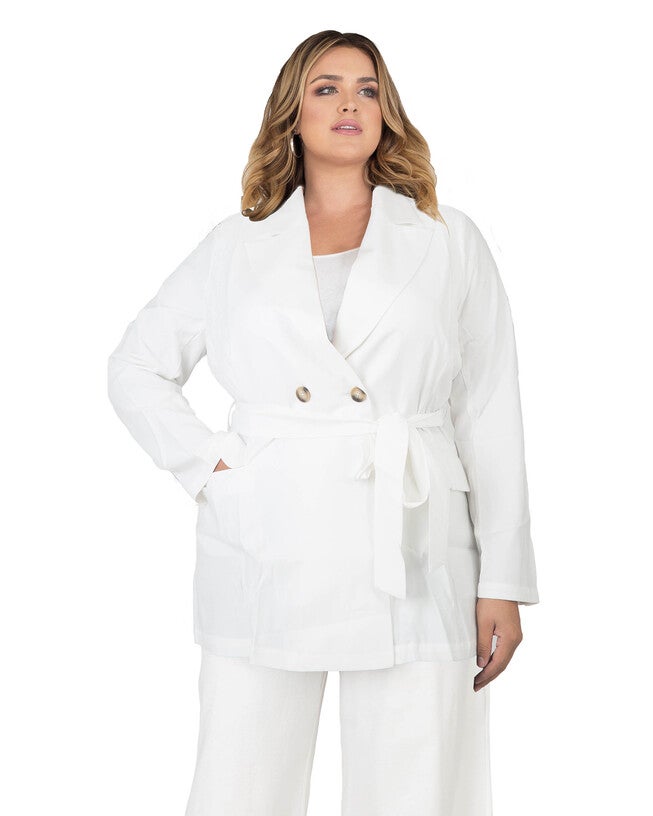 Plus Size Midge Wrap Blazer, Off White / White, hi-res image number 0