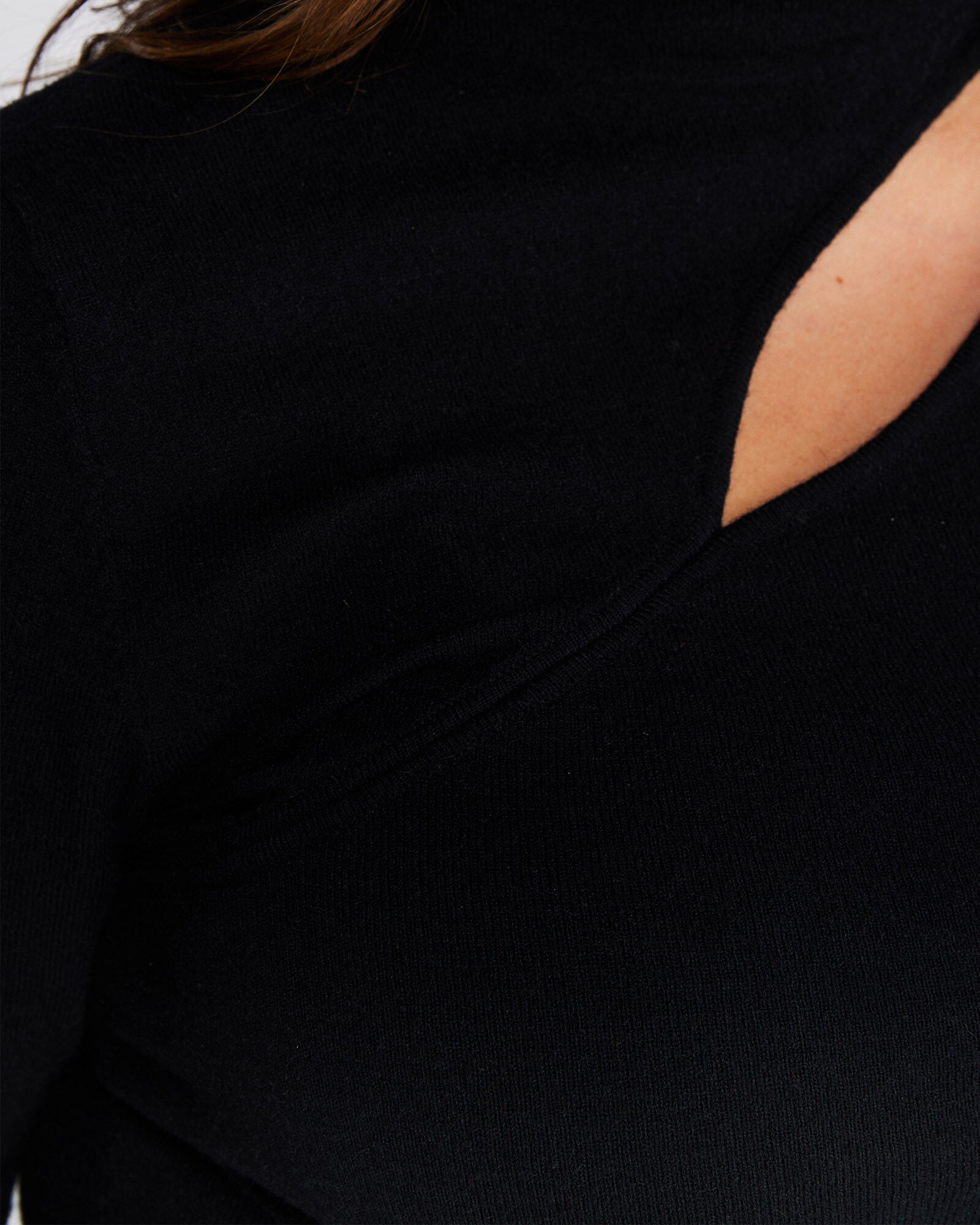 Cut Out Crewneck Sweater, Black / Black, alternate image number 3