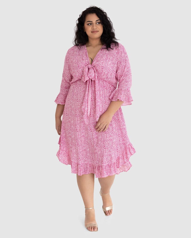 Arielle Tie Front Midi Dress, , alternate image number 7