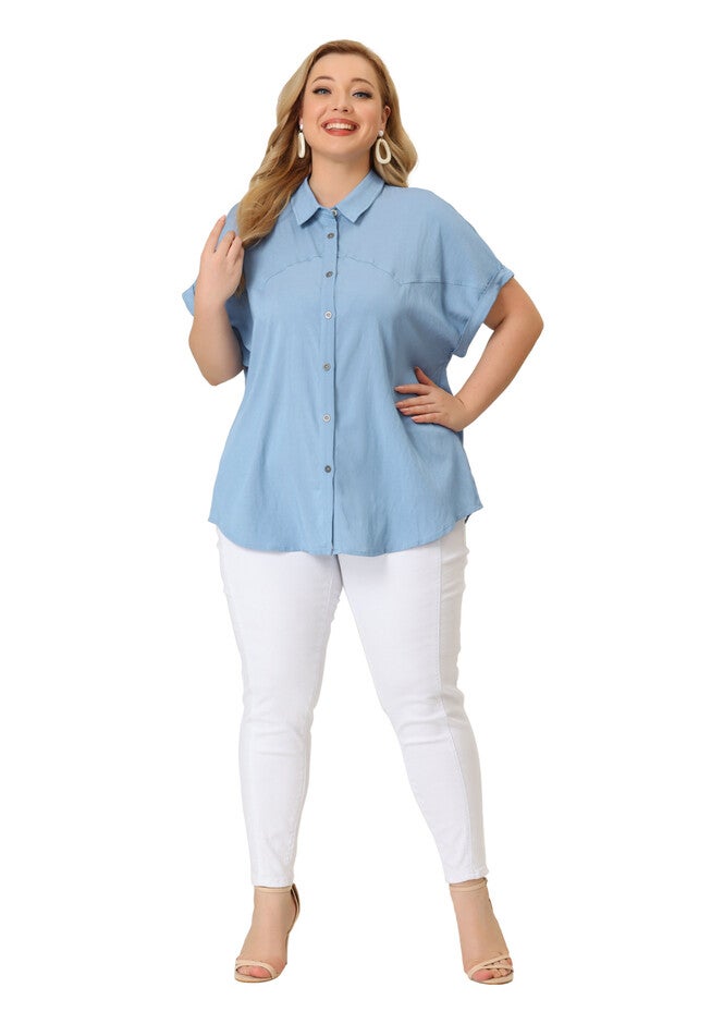 ROLL SLEEVES BUTTONS DOWN CHAMBRAY SHIRT, Blue / Light Blue, hi-res image number null