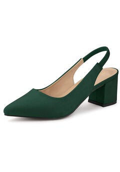 Pointed Toe Block Heel Pumps Slingback Heels