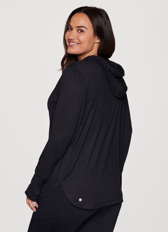 Studio Breathe Super Soft Hoodie Tunic, Black Heather / Black, alternate image number 1