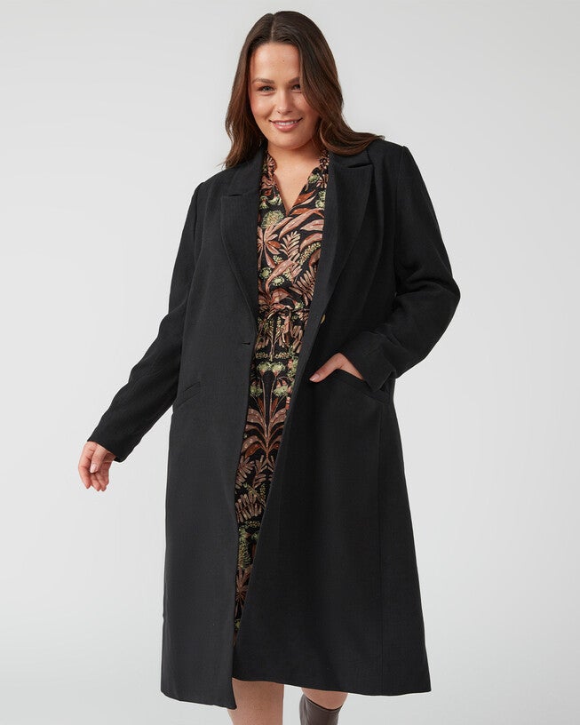 Long Line Coat, BLACK / Black, alternate image number 1