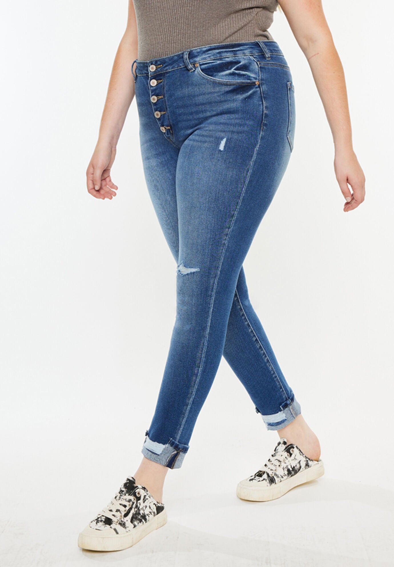 Dorah High Rise Ankle Skinny (Plus Size), Medium Wash / Medium Wash, alternate image number 4