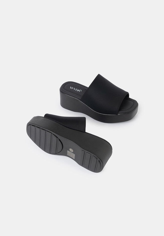 Mia Wedge Slides, Black / Black, alternate image number 3