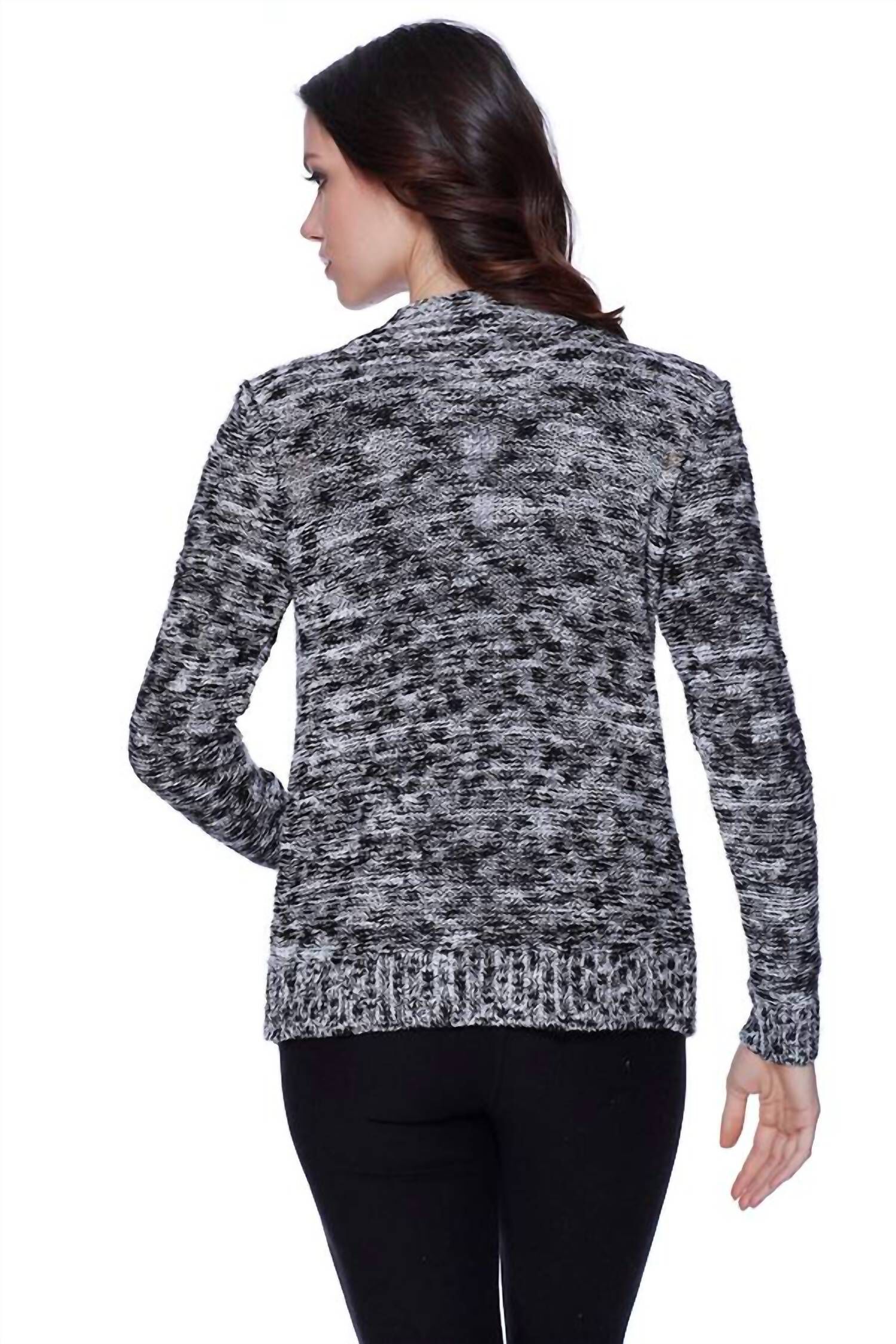 LAUREN FRINGE CARDIGAN IN BLACK/WHITE, , alternate image number 5