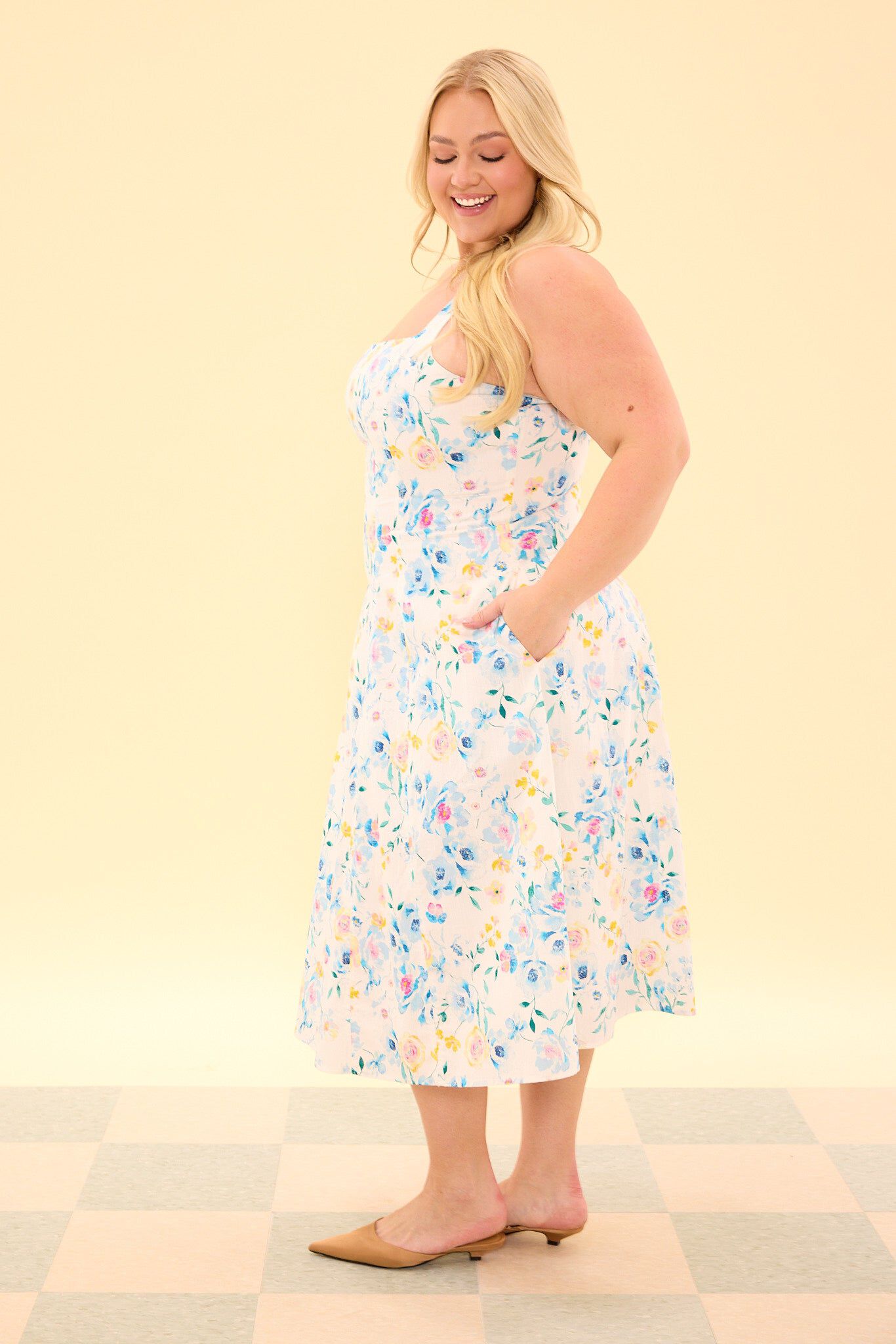 Petal Dress, Blue Bouquet / Light Blue, alternate image number 1