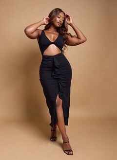 LUNA RUFFED CUT OUT MAXI DRESS