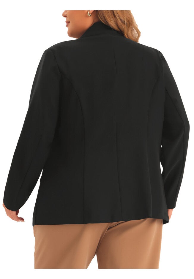 BUTTON LONG SLEEVE BUSINESS SUIT BLAZER, Black / Black, alternate image number 3