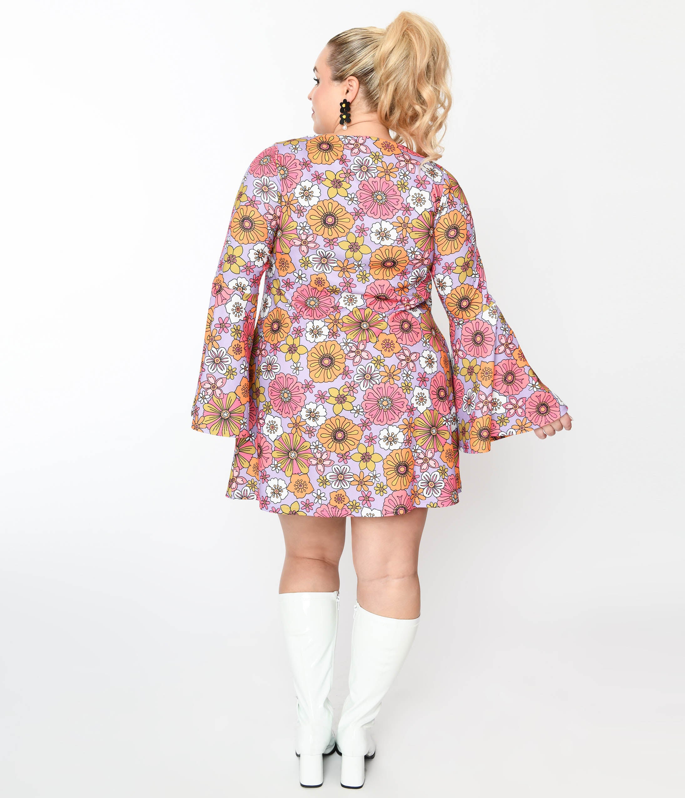 Smak Parlour Lavender Retro Blooms Mini Dress, , alternate image number 3