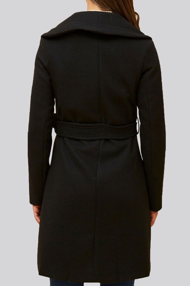 Hazel Coat Round Collar Belted Pockets, Black / Black, alternate image number 3