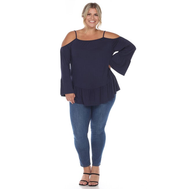 Cold Shoulder Ruffle Sleeve Top, , alternate image number 8