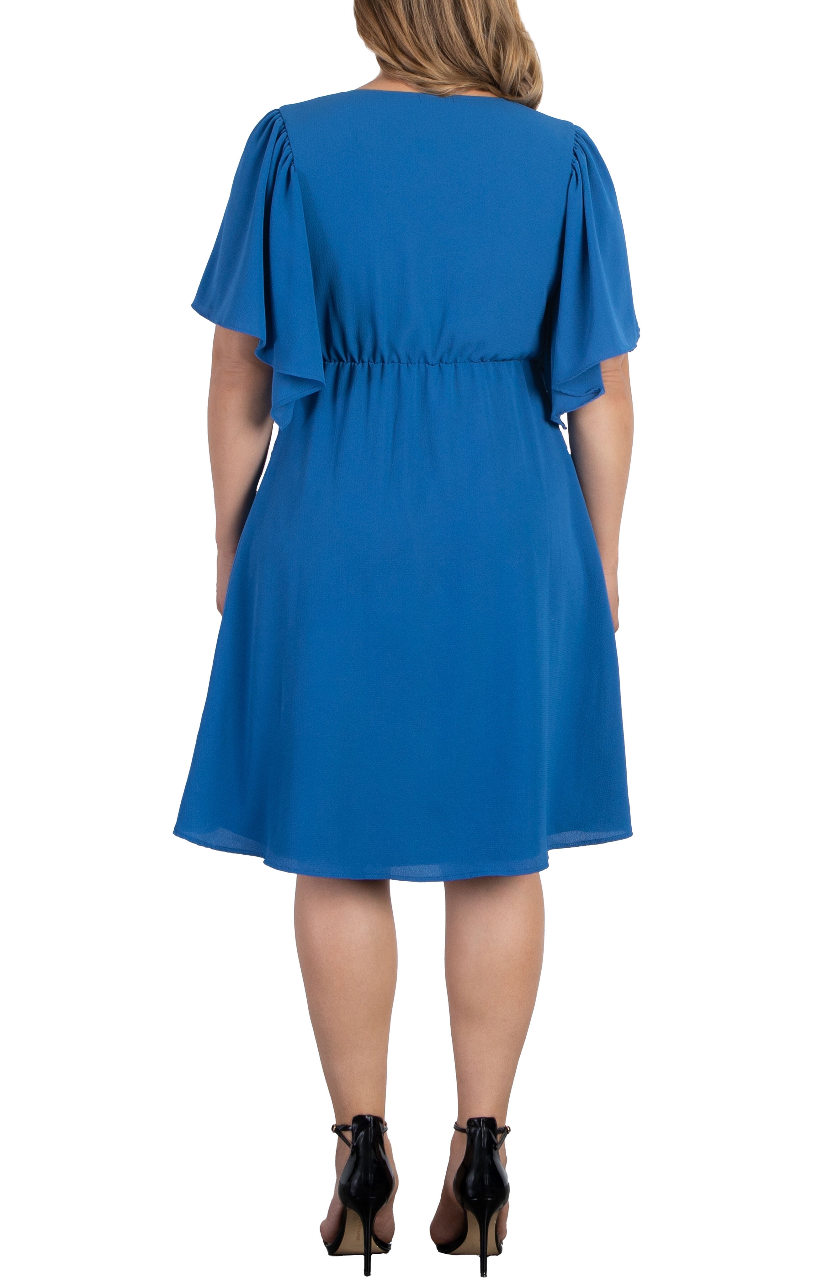 Florence Flutter Sleeve Dress, PACIFIC BLUE / Azure Blue, alternate image number 2