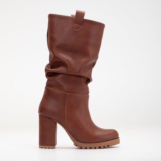 ANAIS - COGNAC BROWN SLOUCH PLATFORM BOOTS, BROWN / Brown, hi-res image number 0
