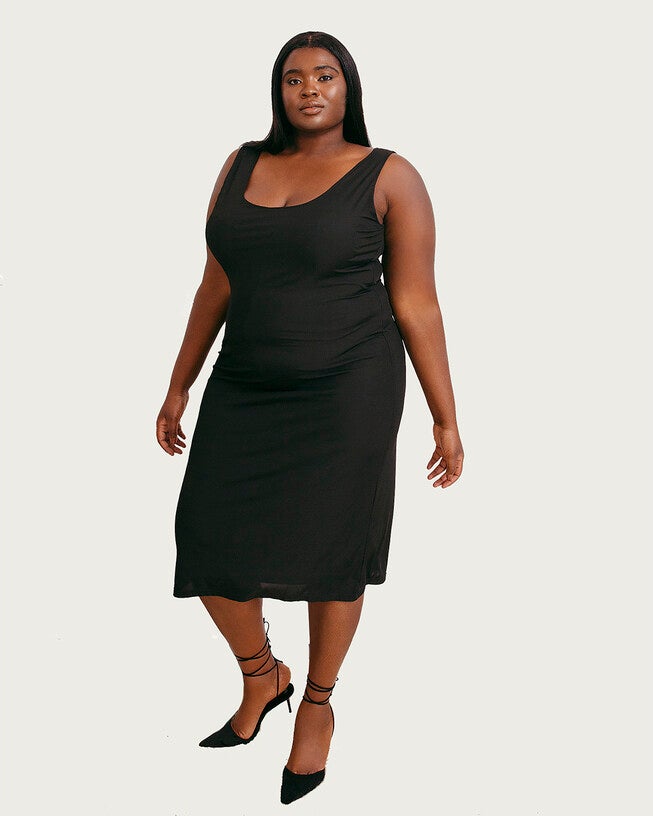 Ribbed Black Midi Dress, , alternate image number 3