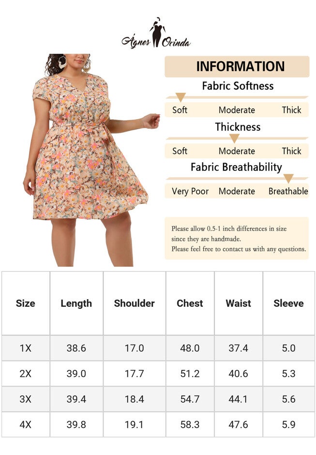V Neck Belted Summer Floral Dress, Pink / Pink, alternate image number null
