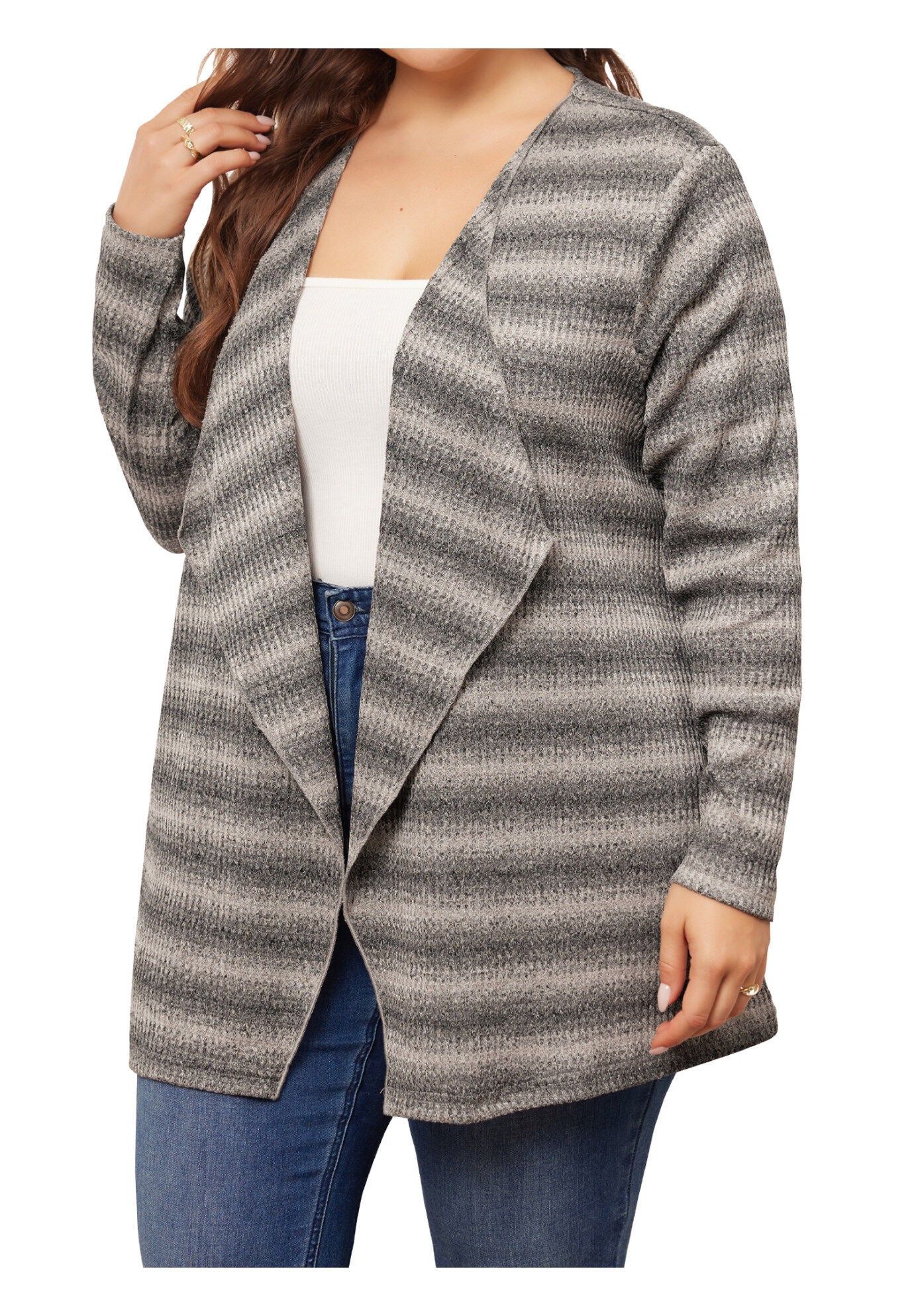 Lightweight Loose Open Front Tie Dye Cardigan, Apricot Black / Black, alternate image number 2