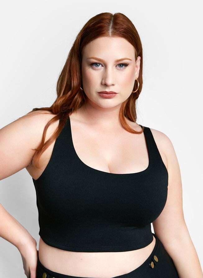 Essential Tank Crop Top, Black / Black, hi-res image number 0