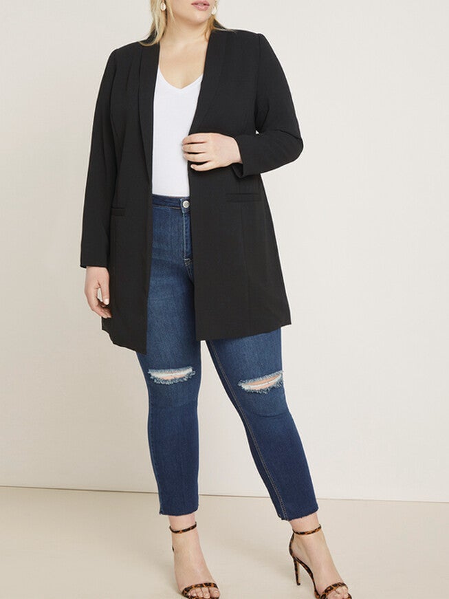 Ally Long Tailored Blazer, Totally Black / Black, hi-res image number 0