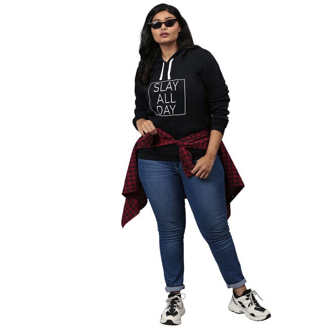 Black "Slay All Day" Sweatshirt with Hoodie, , alternate image number 8