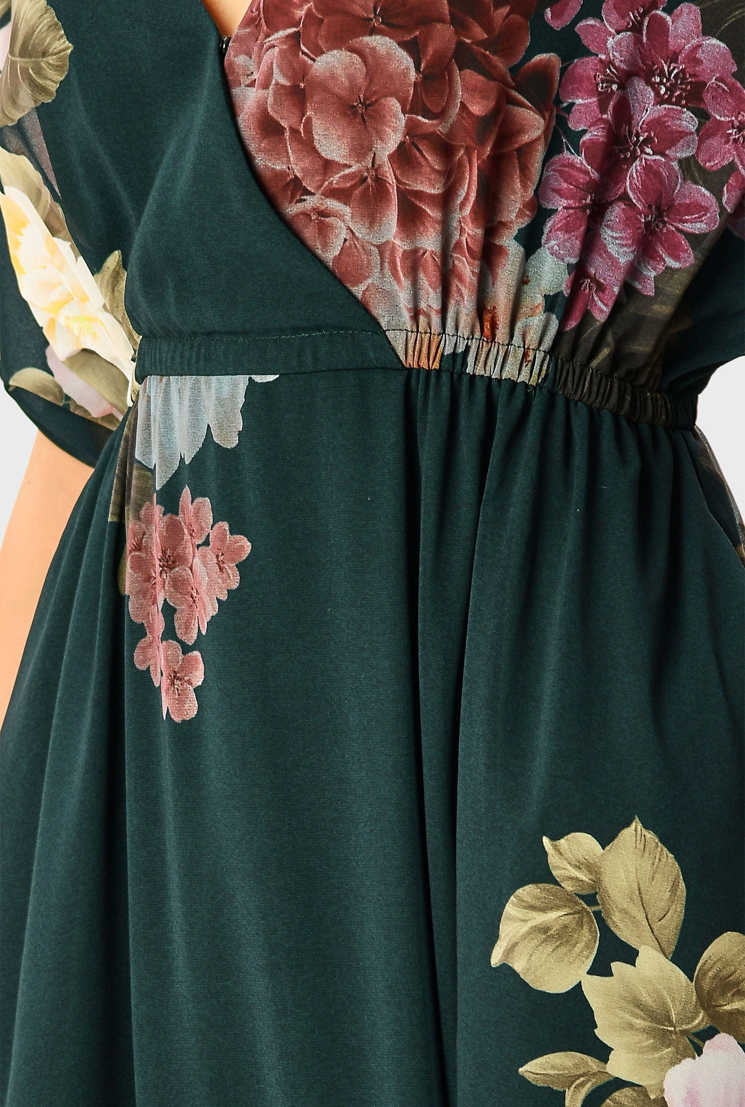Floral Print Georgette Surplice Dress, , alternate image number 9