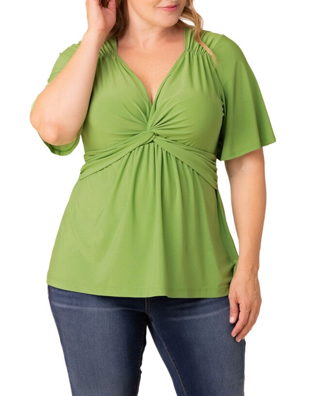Abby Twist Front Top, GREEN APPLE / Light Green, alternate image number 3