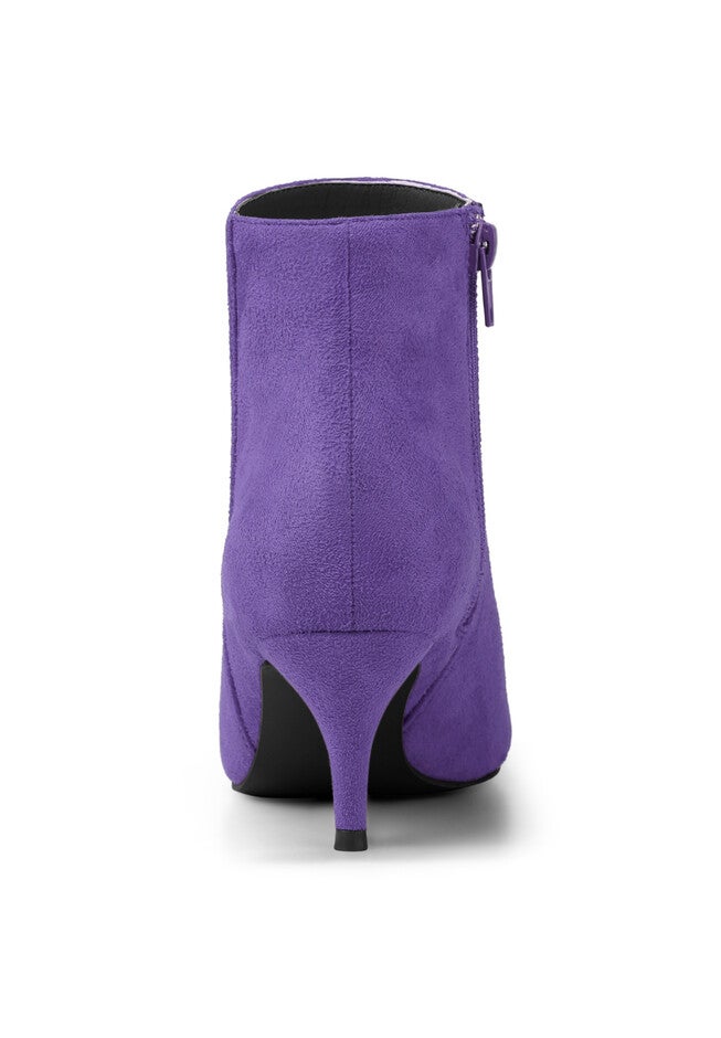 POINTED TOE KITTEN HEEL ZIP BOOTIES, Deep Purple / Purple, alternate image number 2