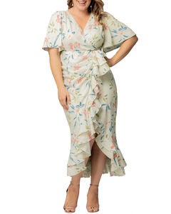 Alexandra Ruffle Faux Wrap Gown